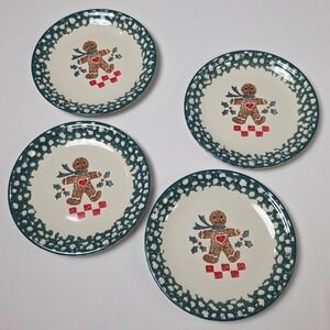 Tienshan Folk Craft Gingerbread Salad Plates Set of 4 Stoneware 7 5/8in